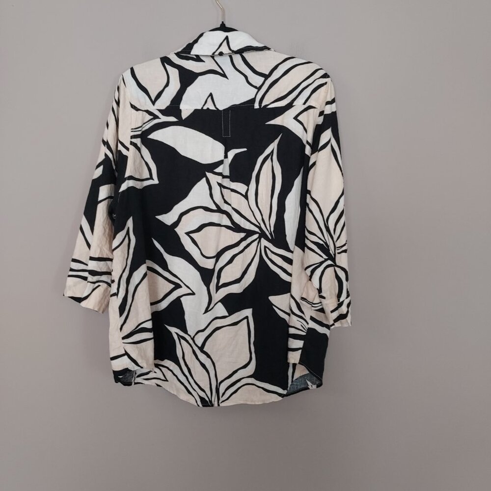 Rachel Zoe Linen Blend 3/4 Sleeve Button Down Floral Blouse Size 2X NWOT - Picture 5 of 10